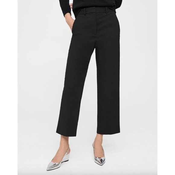 Theory High Waisted Straight Leg Pant Black Womens Size 12 - Picture 2 of 10